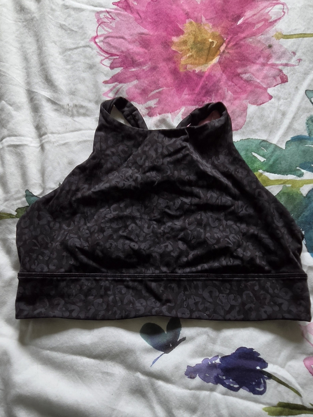 Lululemon High Neck Black Leopard-Print Bralette